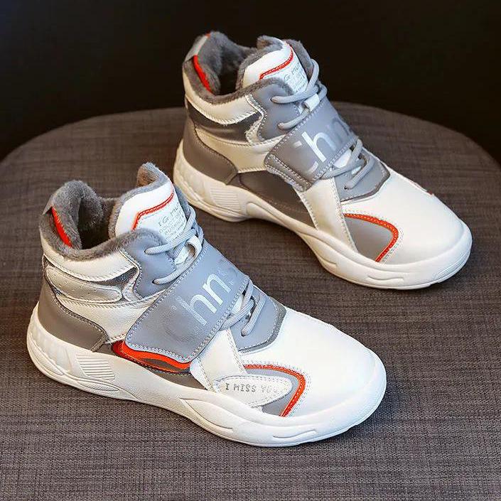 Women's Winter Plush Cotton Shoes Autumn Warm Flat Cotton Shoes Female Versatile Sports High-top Shoes