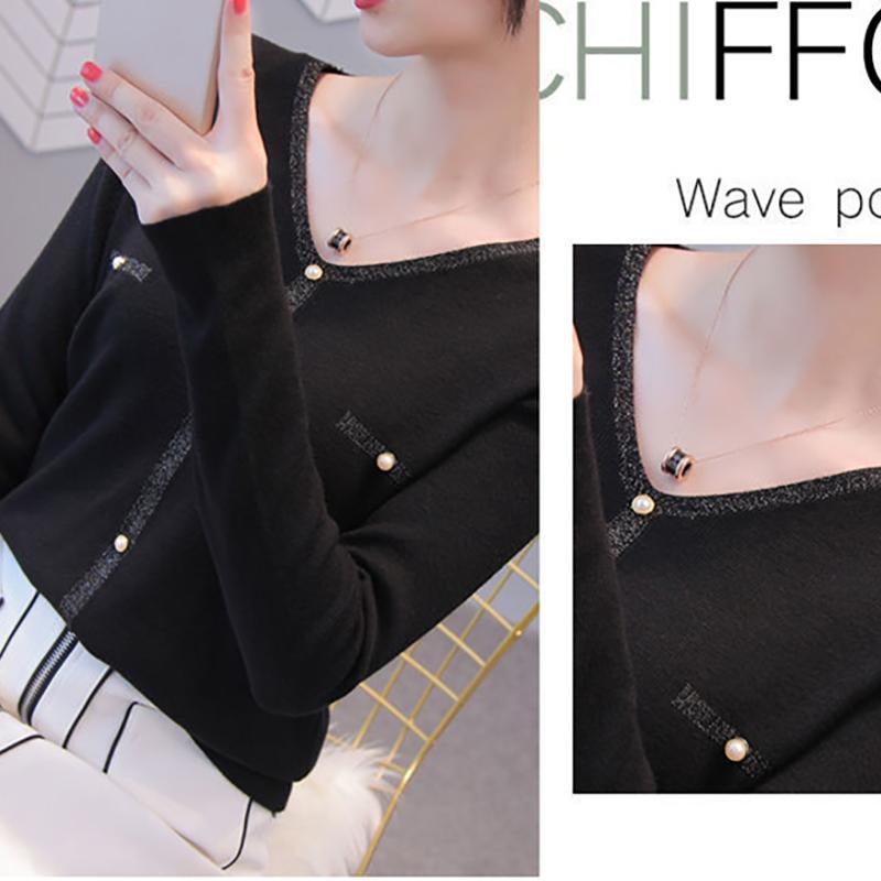 Early Autumn V-neck Knitwear Women's Long-sleeved Loose Thin Top All-match Base Sweater Outer Wear