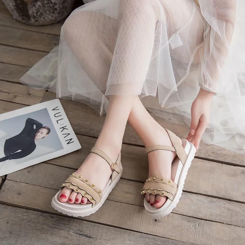 Sandals Female Students Korean College Style Summer All-match Soft Sole Pregnant Women Shoes Flat Non-slip Beach Shoes