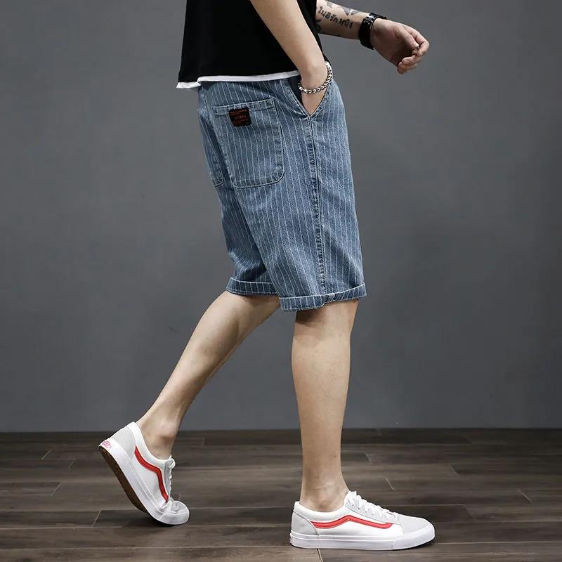 Summer Striped Thin Loose Stretch Five-point Shorts Men's Elastic Waist Casual Pants