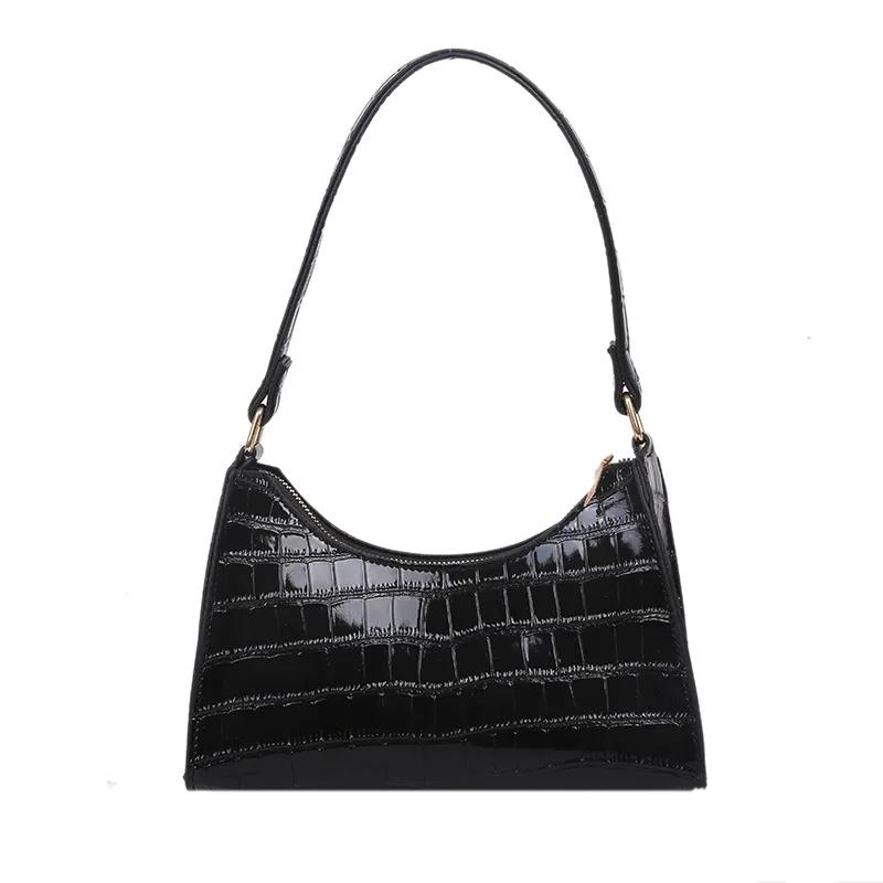 Exquisite Shopping Bag Niche Underarm Bag Women Retro Casual Women's Shoulder Bag Crocodile Grain Leather Solid Color Women's Chain Handbag