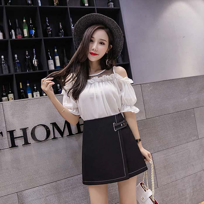 XS-2XL Women Anti-light Chiffon Skirt High Waist Slim Sexy Mini A-line Skirt Hip Skirts