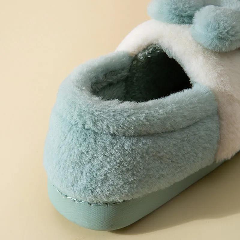 New Fashion Autumn Winter Cotton Slippers Rabbit Ear Home Indoor Slippers Winter Warm Shoes Womens Cute Plus Plush Slippers