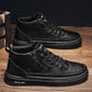 Spring Men's Shoes High Top Casual Leather Shoes Men's Work Waterproof Skid Plate Shoes All Match Sneakers Breathable Soft Sole Zipper Shoes
