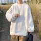 Winter Lamb Velvet Sweater Men's Round Neck Loose Plus Velvet Thick Warm Top