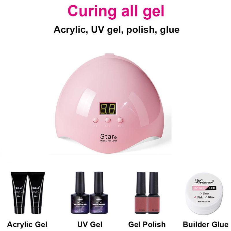 Manicure Set Nail Gel Polish Set For Manicure Nail Art Kit 54W UV Lamp Nail Dryer Extension Tool set