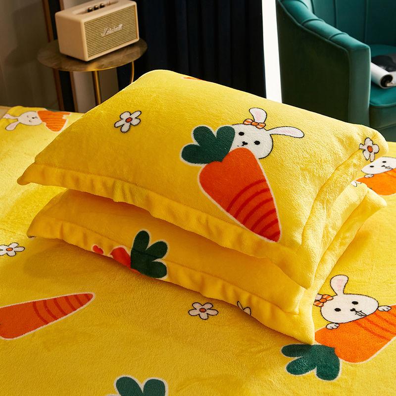 Household Plus Velvet Pillowcase A Pair of Flannel Pillowcases 48X74cm Coral Velvet School Student Pillowcase Bedding