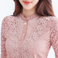 Fashion Trend Ladies Lace Sweater Autumn and Winter Slim Sexy Plus Velvet Thick Warm Blouse