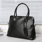 Business Briefcase Men Fashion Woven Leather Zipper Waterproof Handbag Travel Computer Bag