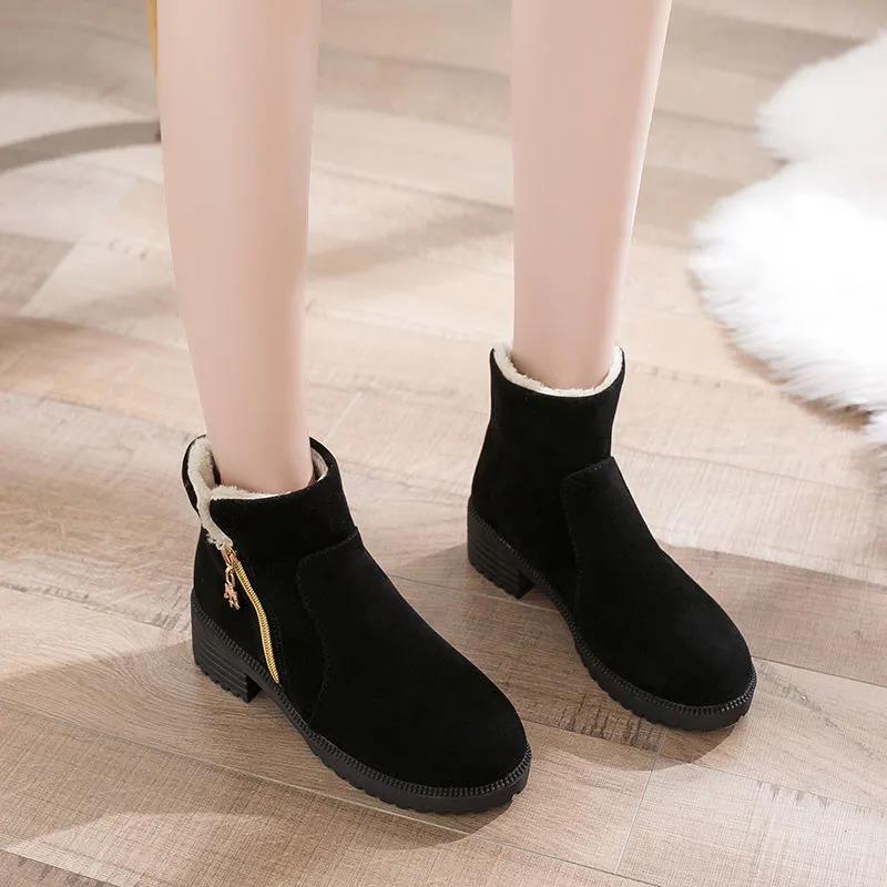 Warm Snow Boots Women Winter Plus Velvet Thick High-top Cotton Shoes Thick Heel Cotton Boots Female Wild Martin Boots