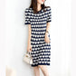 Round Neck Heart Pattern Short-sleeved Dress Drape Thin Temperament Elegant Straight Skirt Women's Summer Loose and Thin Printed Dress