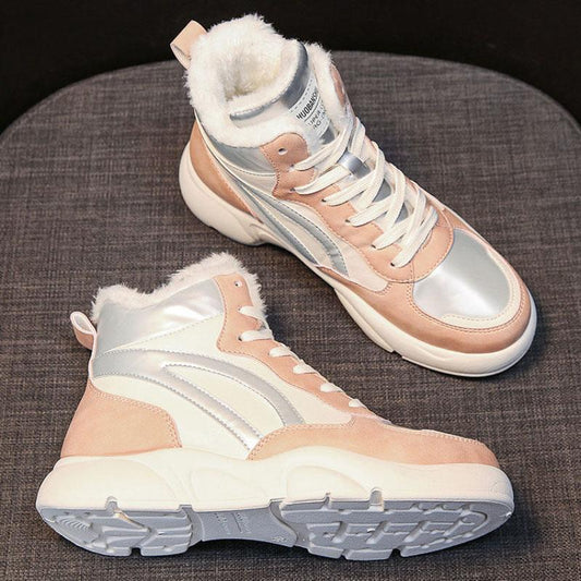 Winter High-top Flat-bottomed Cotton Shoes Women Plus Velvet Thickening Warm and Comfortable Casual Shoes
