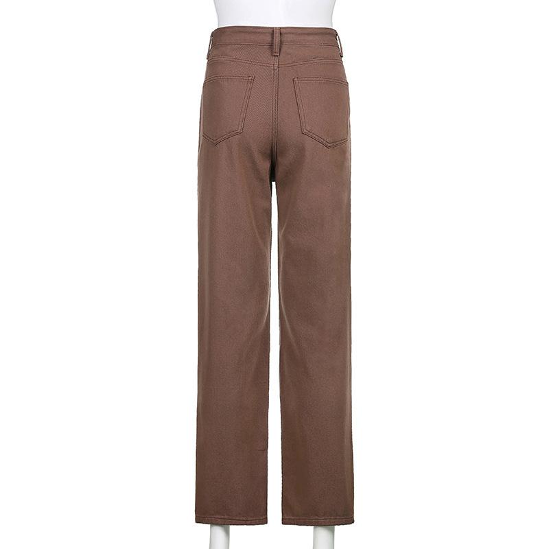 Vintage Y2K Joggers Women Cargo Pants 90s Streetwear Caramel Brown Low Waist E-girl Aesthetic Loose Straight Trousers Female
