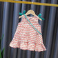 Children Dress Girls' Summer Thin Drawstring Dress Floral Printing Sleeveless Bow Ruffle Princess Dress