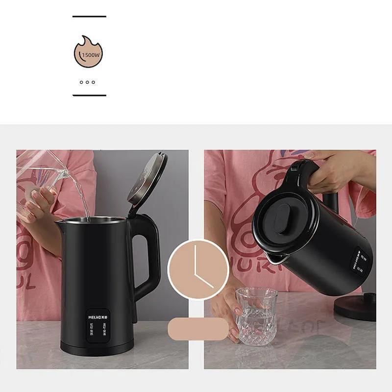 Electric Kettle Stainless Steel Kettle Double-layer Anti-scalding Kettle Automatic Power Off Kettle Large Capacity Electric Kettle
