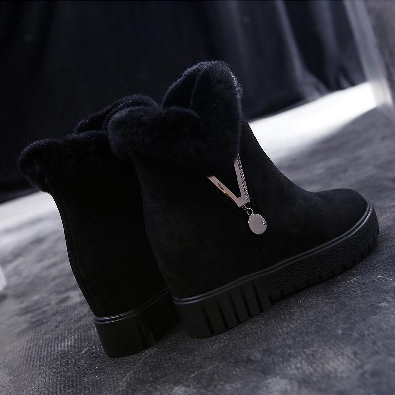 Autumn and Winter Snow Boots Women's Short Boots Women's Inner Height Increase Women's Shoes Cotton Shoes Women
