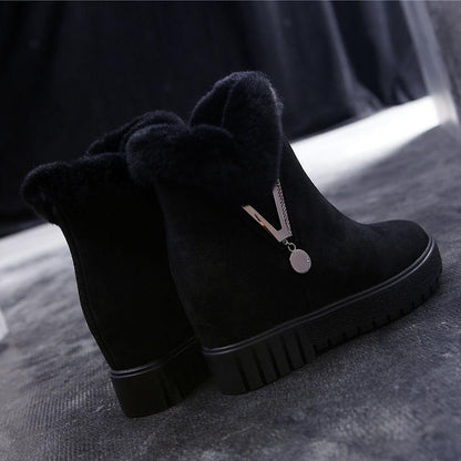 Autumn and Winter Snow Boots Women's Short Boots Women's Inner Height Increase Women's Shoes Cotton Shoes Women