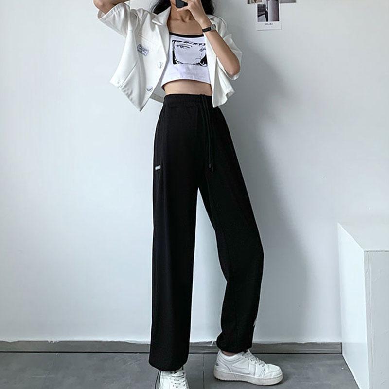 Women's Ice Silk Sweatpants Spring Summer Loose High Waist Drape Casual Pants Legging Pants Anti-mosquito Wide Leg Pants S~XXXXL Large Size Pants