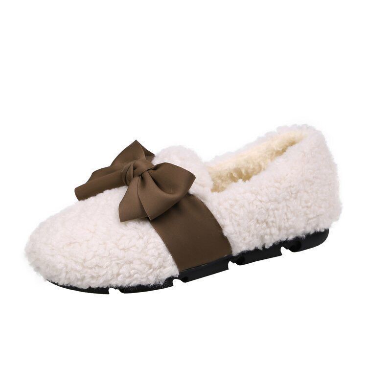 Winter Women's Korean Version Plus Velvet Cotton Shoes Women's Shoes Bow Autumn and Winter Wear