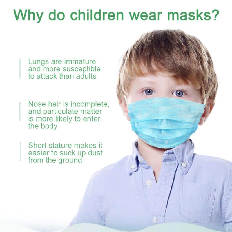 3 Layer Disposable Elastic Mouth Soft Breathable Hygiene Kids Face Mask for 4-10 Years Old Children