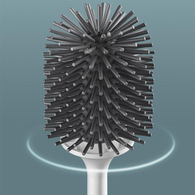TPR Silicone Head Toilet Brush Quick Draining Clean Tool Wall-Mount or Floor-Standing Cleaning Brush Bathroom Accessories