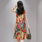 Women's Print Sleeveless Round Neck Dress Summer Loose Mid Length Women's Skirt