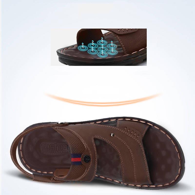 Sandals Men's Leather Summer Soft Bottom Non-slip Men's Sandals Beach Shoes Leather Sandals Shoes