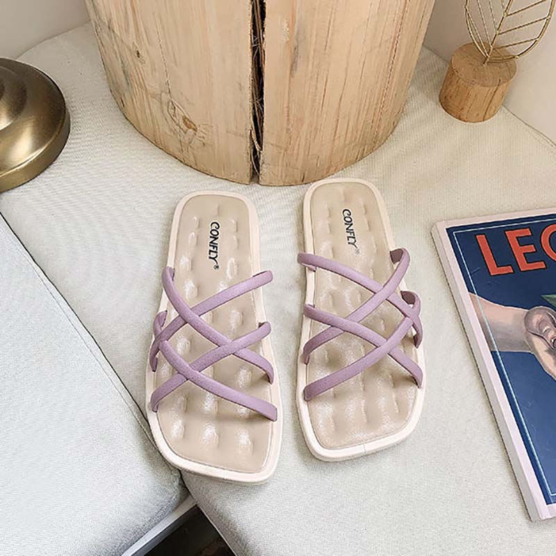 Ladies Sandals and Slippers for Outer Wear, Summer Korean Fashion Soft Bottom Non-slip Student Fairy Style Slippers
