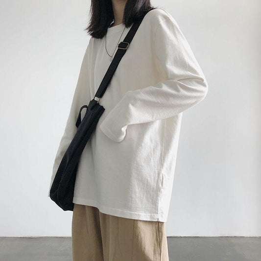 Fall Loose O-Neck T Shirt Elegant Femme  Summer Women Casual Long Sleeve Tops Pullovers