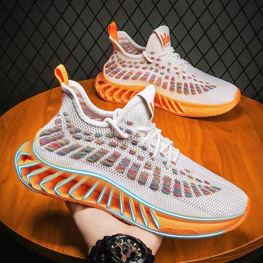 Spring Summer Men's Shoes Sports Casual Shoes Korean Version Deodorant Breathable Thin Mesh Flying Knit Shoes Coconut Shoes