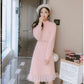 Pofulove plush dress women Dress sweater lace plus size fairy net skirt Slim-fit base sweater