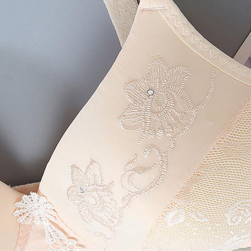Thin Bra, No Steel Ring Gather Up The Breast Large Size Comfortable Gather Underwear Ladies Bra Lace Pattern Embroidery Pendant