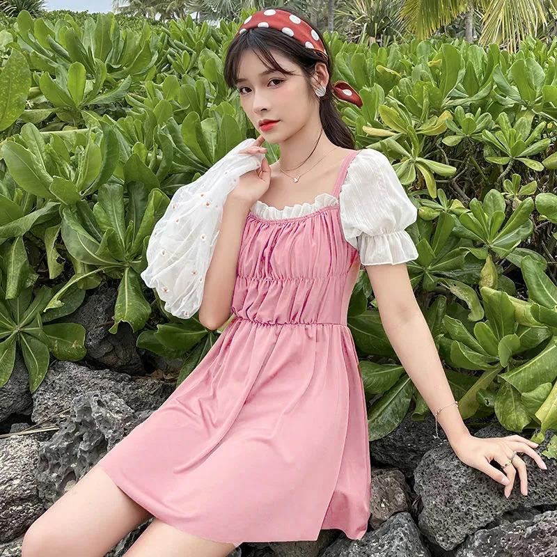 Swimsuit Women's Small Fragrant Wind Thin Belly Thin A-line Version Waist Thin Small Breasts Gathered Skirt-style Swimwear Sweet