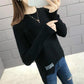 Pofulove  Solid Sweater Stylish and Elegant Loose Fashion Pullover Knit Thick Bottoming Shirt