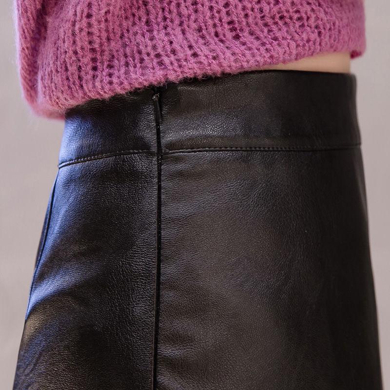 Women's High Waist PU Faux Leather Skirt A-Line Above Knee Mini Women Skirts Jupe Femme Faldas Mujer