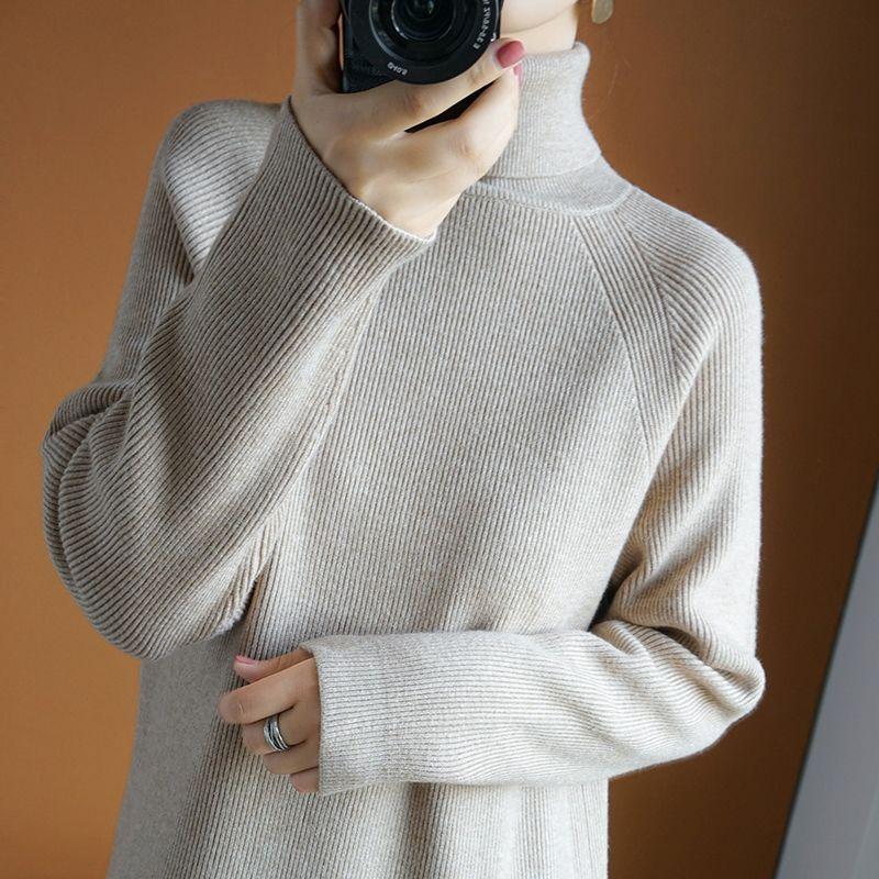 Autumn and Winter Long Thick Sweater Dress Loose Knit Dress Fashion Casual Women Sweater Dress