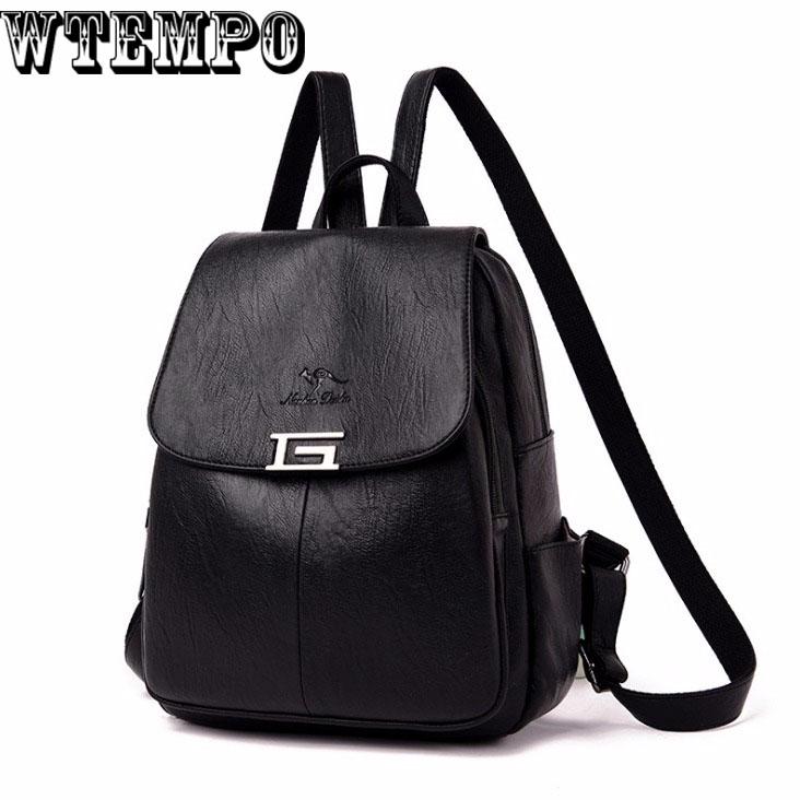 High Quality Leather Women Backpack Fashion School Shoulder Bag Bagpack Vintage Travel Bag