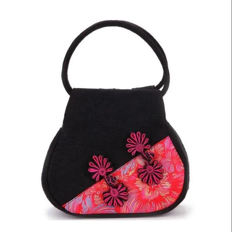 Ethnic Style Women Printing Handbag Messenger Dual Purpose Exquisite High Quality Elegant Stitching Color Cotton and Linen