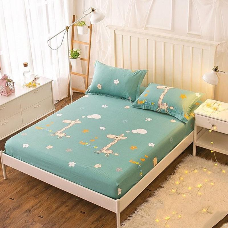 Mattress Protector Bedding Three-piece Cotton Padded Printed Bedspread and Pillowcase
