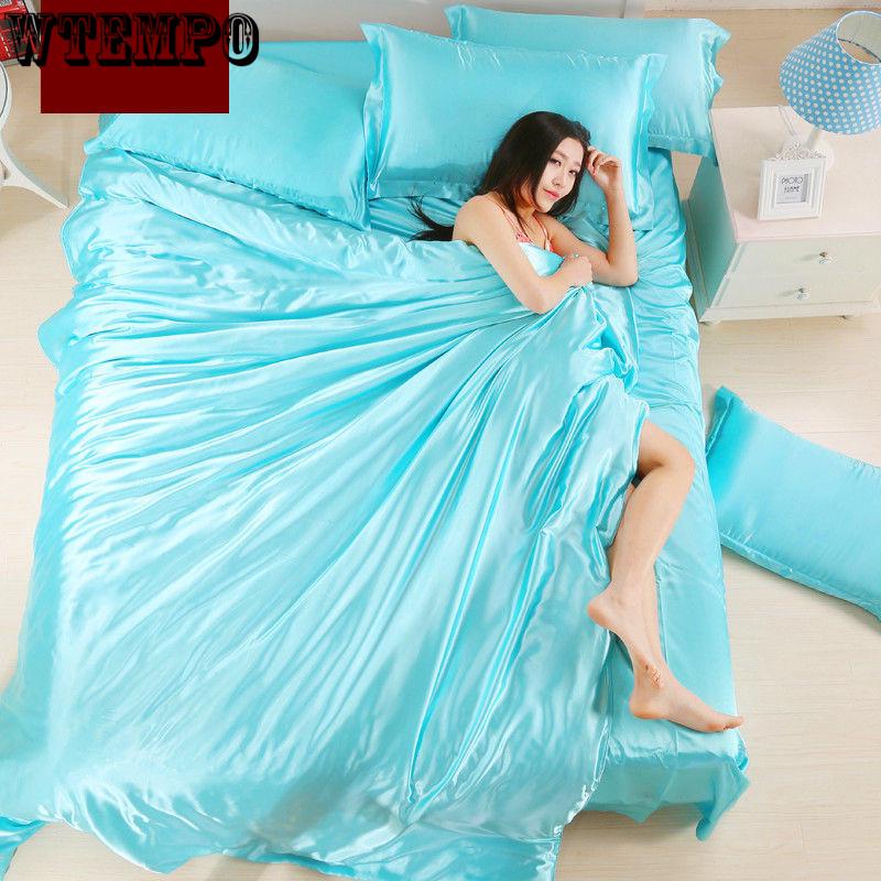 Satin Silk Fitted Sheet Elastic Solid Color Mattress Protector Bed Sheets Silk Solid Color