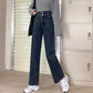 Spring Ins Retro High Waist Loose Straight Jeans Female Students All-match Thin Wide-leg Pants Trousers Tide