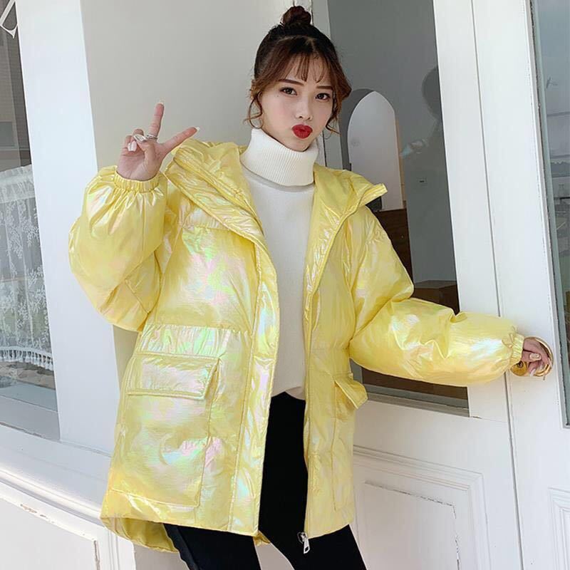 Bright Face Down Padded Jacket Women Korean Version of Loose Winter Coat Thick Bread Suit Coat Colorful Cotton Jacket Women