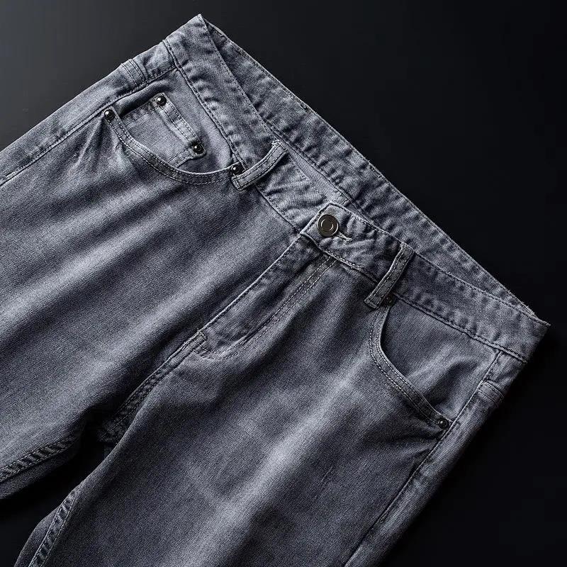 High Quality Men's Heavy Industry Washed Smoky Gray Jeans Men's Spring and Autumn Trousers