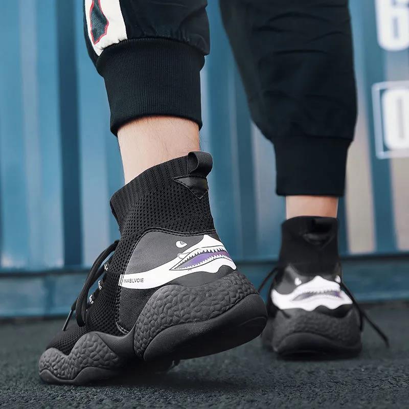 Casual Running Shoes Korean Style Trendy All-match Shoes Men's High Top Sneakers