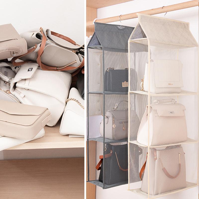 1Pcs Hanging Purse Closet Rack Bag Handbag Hanging Organizer Handbag Tote Bag 2/3/4 Pockets