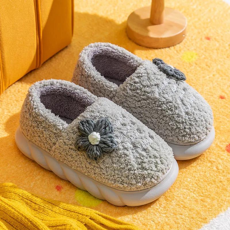 Cotton Slippers Women's Autumn and Winter Models Plush Cute Soft Sole All-inclusive with Home Non-slip Cold-proof Warmth Month Cotton Shoes