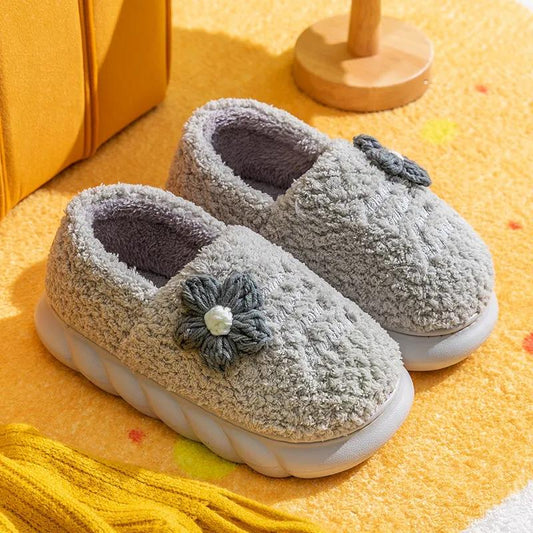 Cotton Slippers Women's Autumn and Winter Models Plush Cute Soft Sole All-inclusive with Home Non-slip Cold-proof Warmth Month Cotton Shoes