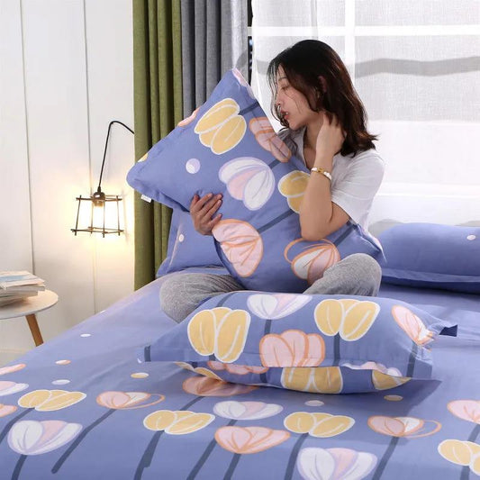 Pure Cotton Pillowcase Two Sets of Modern Minimalist Bedding Printing Pillow Dust Cover Single Double Pillowcase