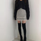 Hemp Pattern Retro Knitted Sweater Loose and Thin V-neck Jacket Short Solid Color Casual Top