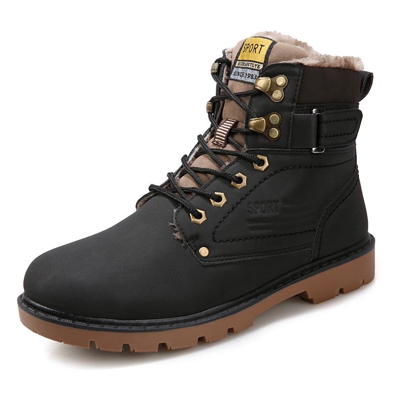 Men Fashion Casual Winter Martin Boots Lace-up Tooling Shoes Outdoor Plus Velvet Cotton Ankle Boots